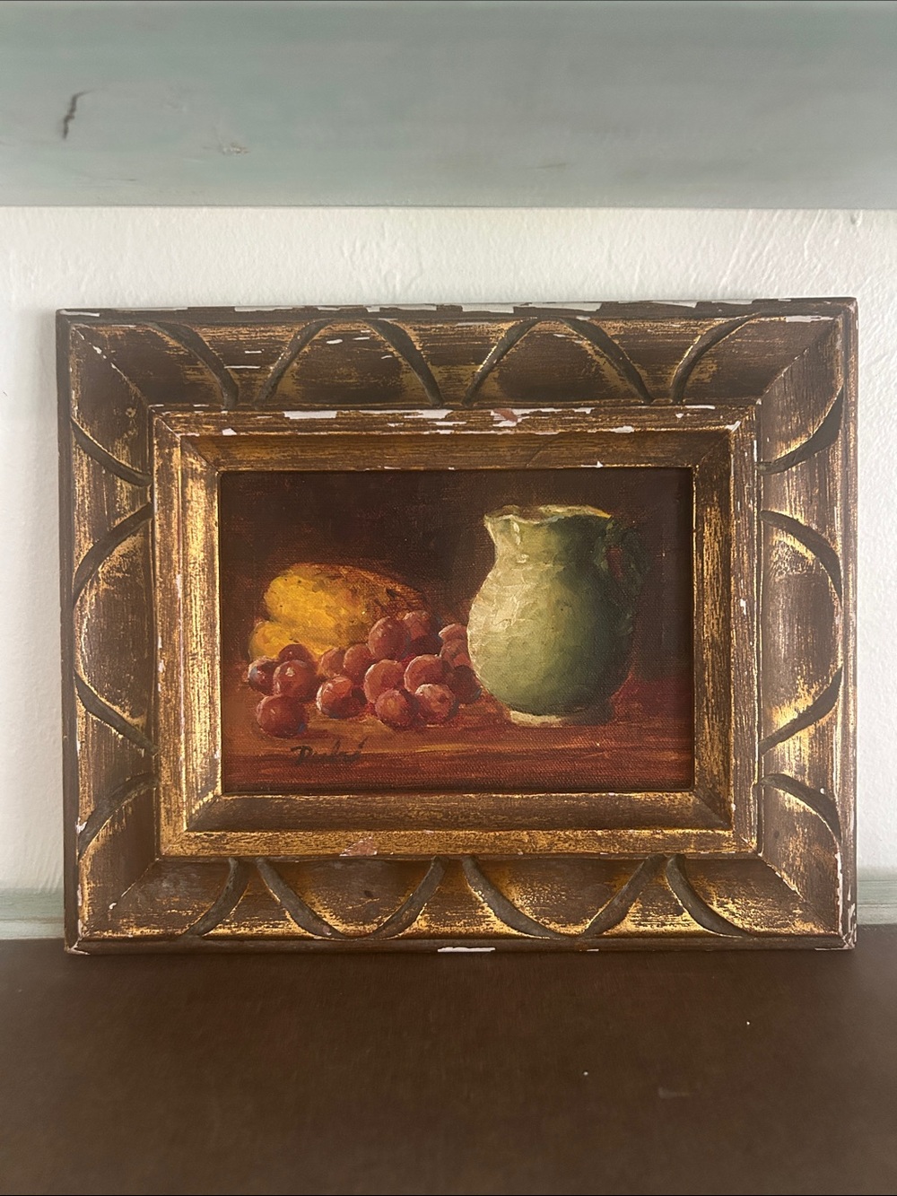 Still life pitcher with fruit from the 1950's
